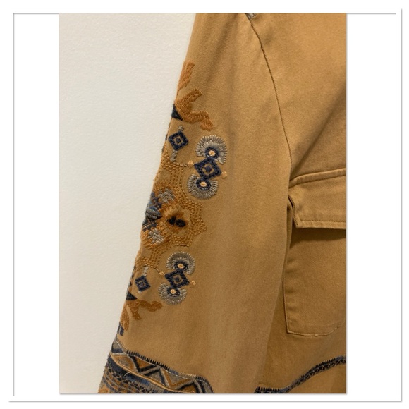 Johnny Was Amika Peplum Military Jacket Khaki Size Small - Picture 8 of 12